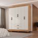 Guarda-Roupa Casal 6 Portas 2 Gavetas e 5 Prateleira Lisa MDP Nature/Off White