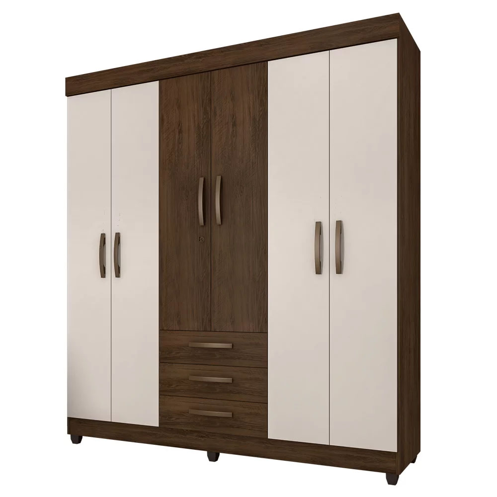 Guarda Roupa Casal 6 Portas 3 Gavetas Lion - Móveis Leão