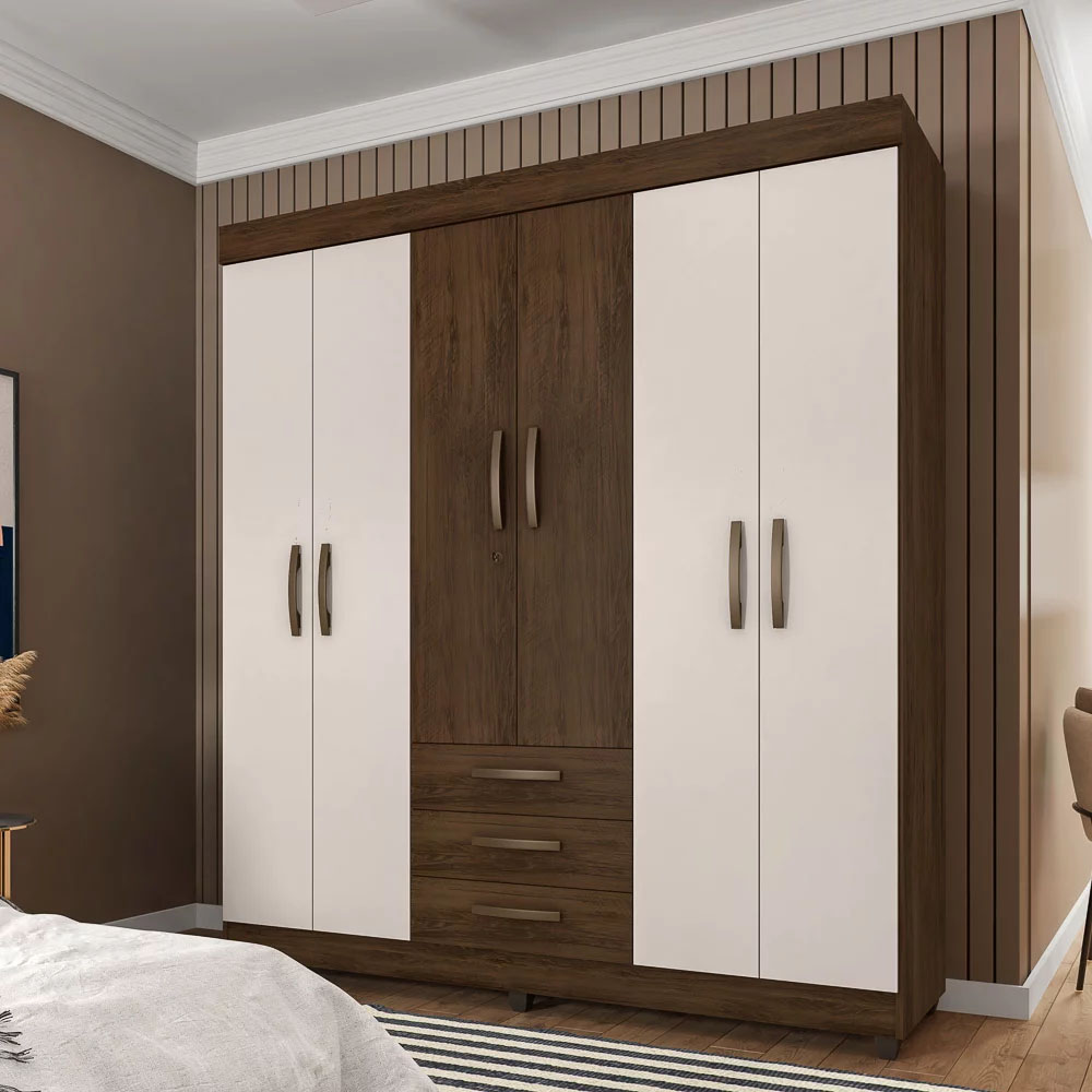 Guarda Roupa Casal 6 Portas 3 Gavetas Lion - Móveis Leão