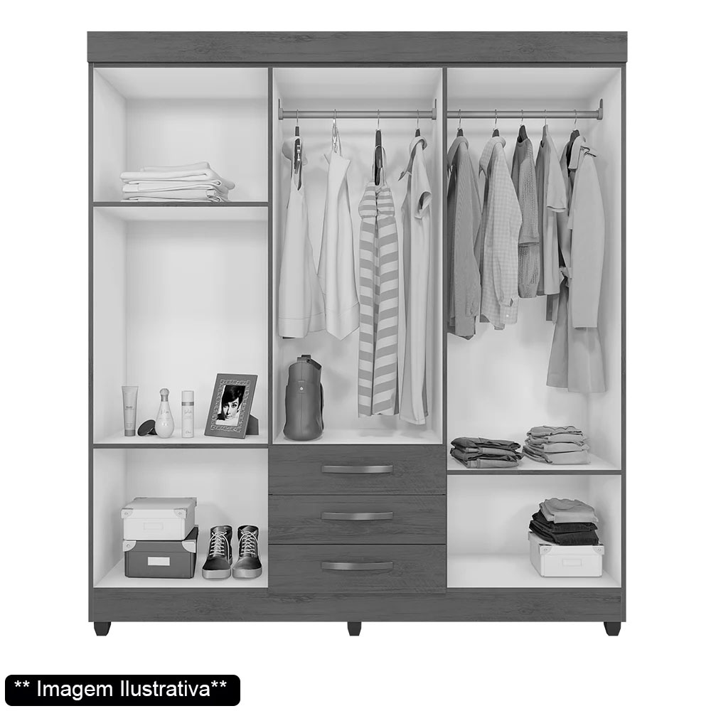 Guarda Roupa Casal 6 Portas 3 Gavetas Lion - Móveis Leão