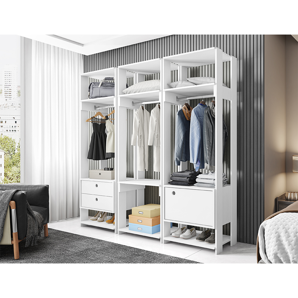 Guarda-Roupa Closet Modulado Titan 1 Porta 2 Gavetas Branco