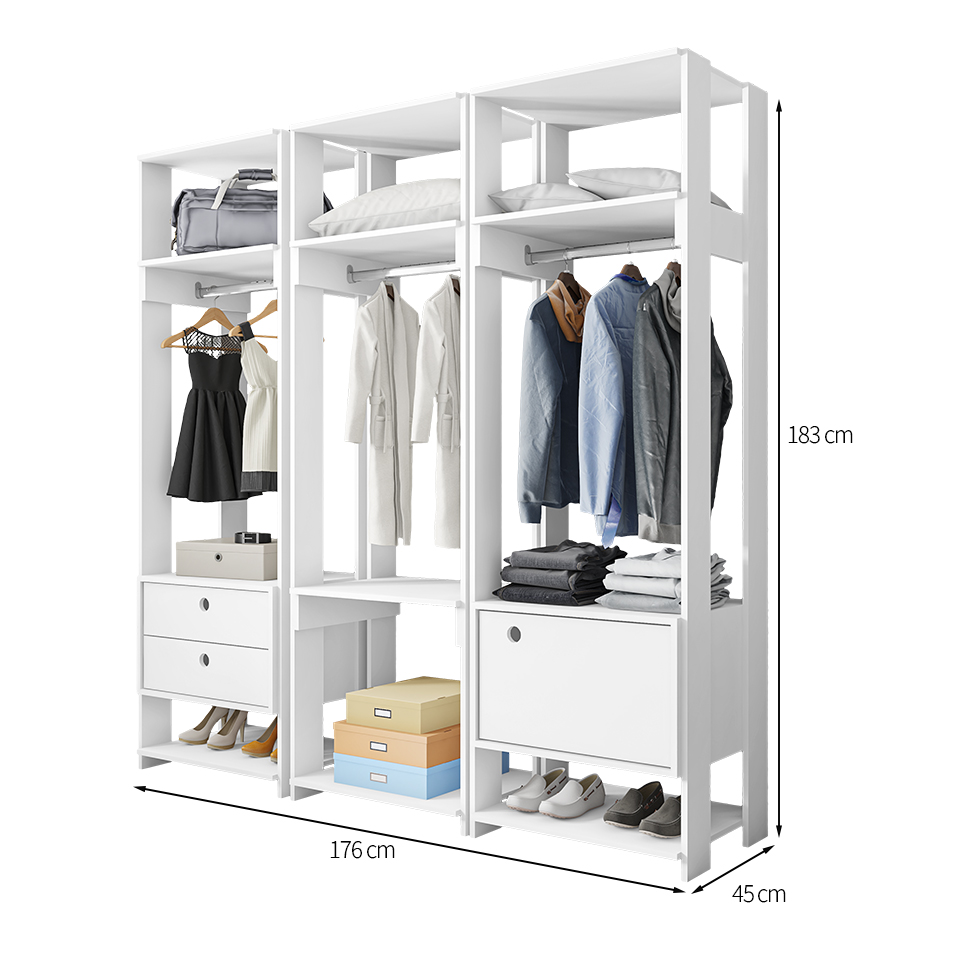 Guarda-Roupa Closet Modulado Titan 1 Porta 2 Gavetas Branco