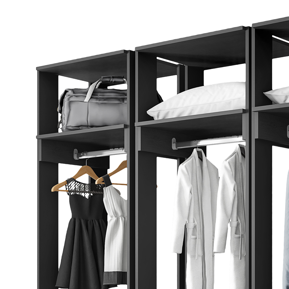 Guarda-Roupa Closet Modulado Titan 1 Porta 2 Gavetas Preto