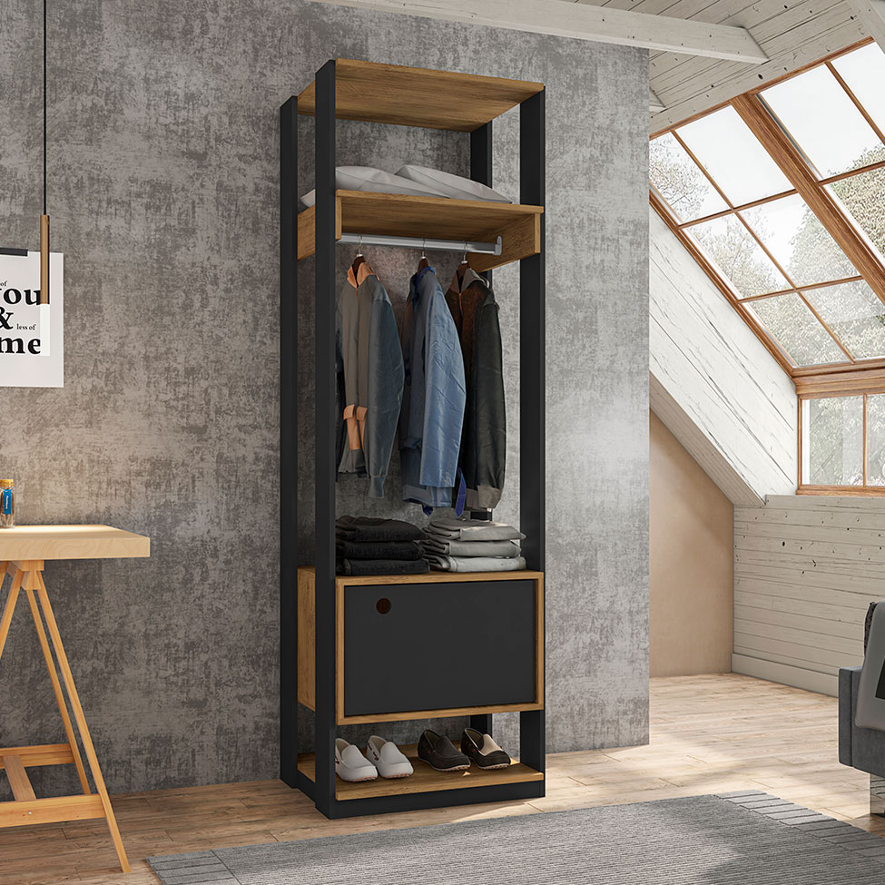 Guarda-Roupa Closet Modulado Valencia 4 Gavetas 199cm Rustic