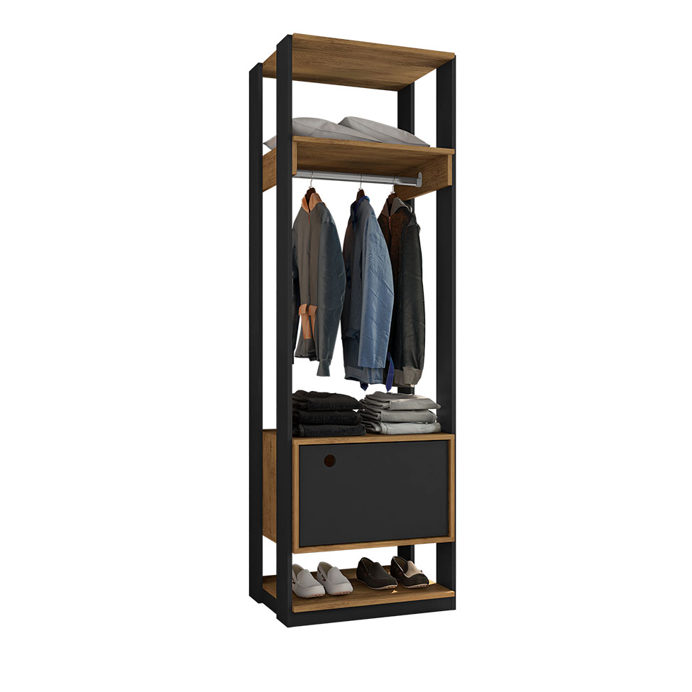 Guarda-Roupa Closet Modulado Valencia 4 Gavetas 199cm Rustic