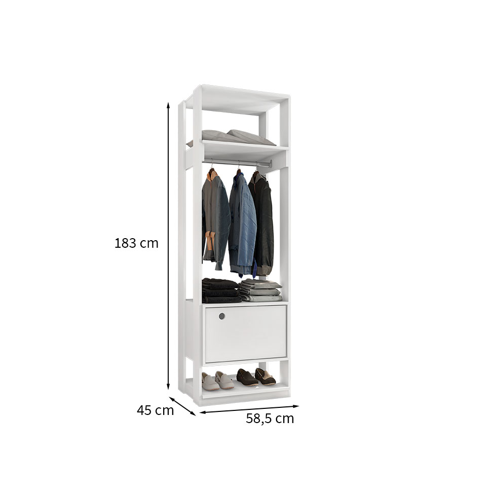 Guarda-Roupa Closet Titan 1 Porta Branco