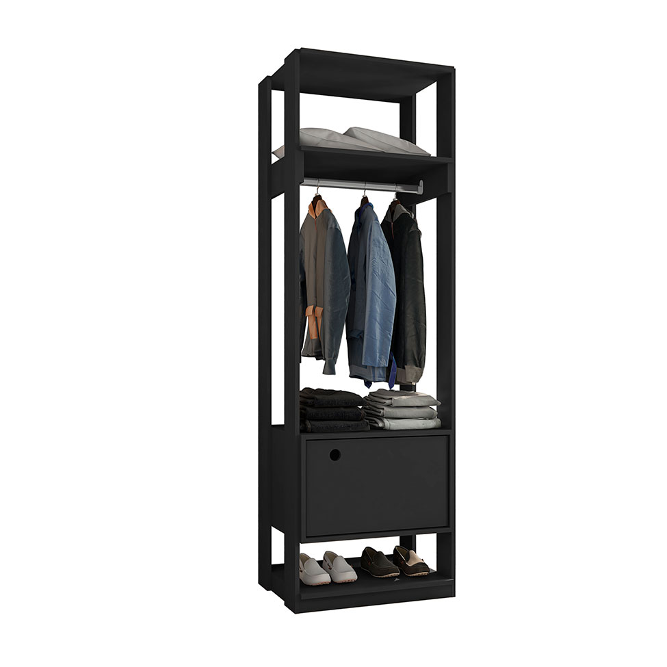 Guarda-Roupa Closet Titan 1 Porta Preto