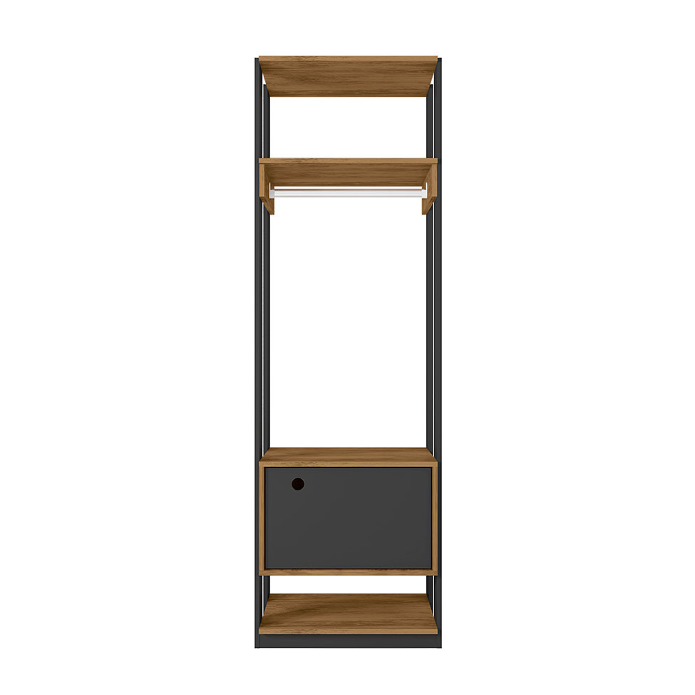 Guarda-Roupa Closet Titan 1 Porta Preto e Freijó