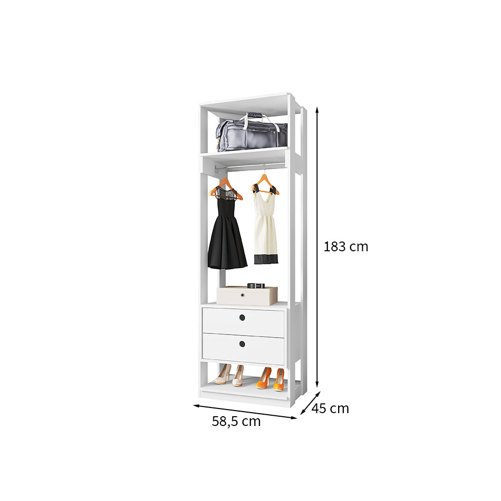 Guarda-Roupa Closet Titan 2 Gavetas Branco