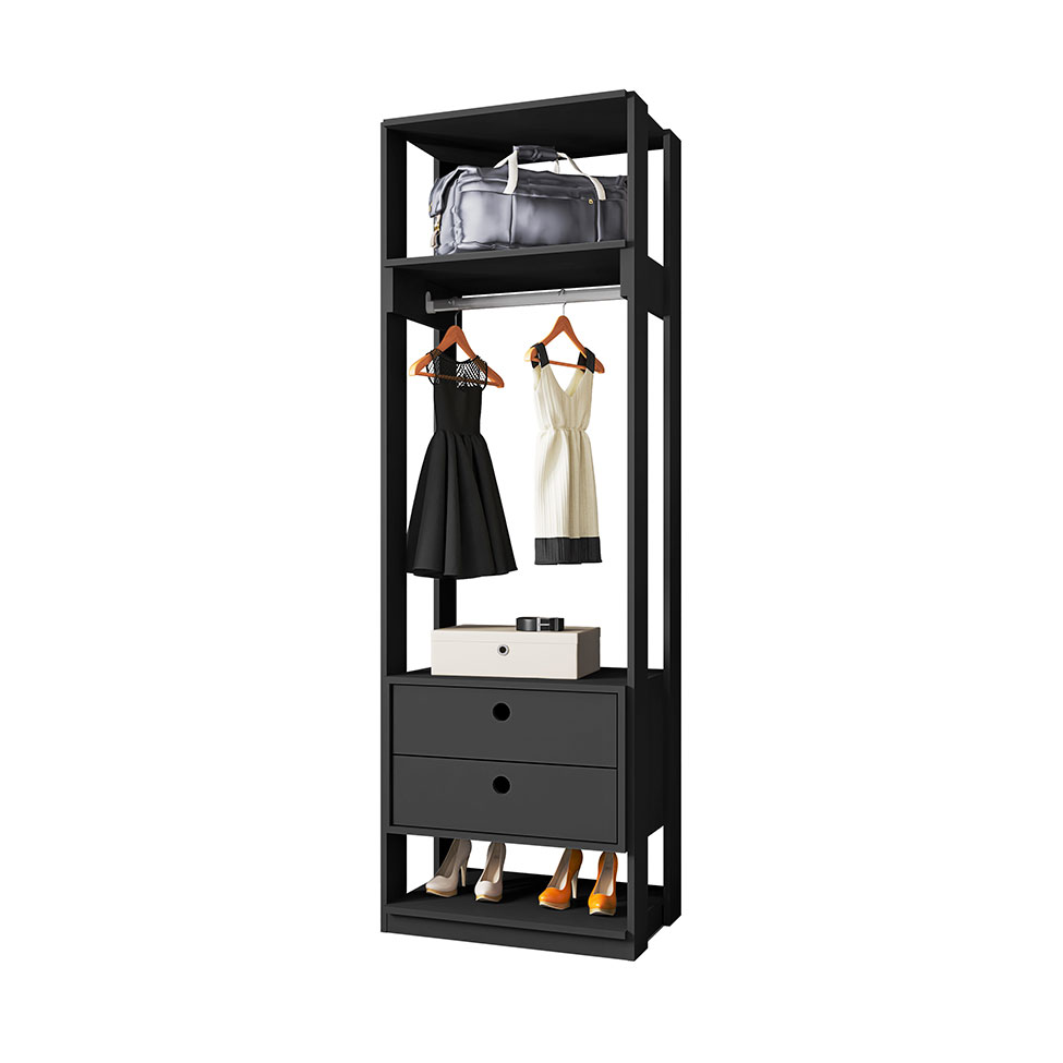 Guarda-Roupa Closet Titan 2 Gavetas Preto