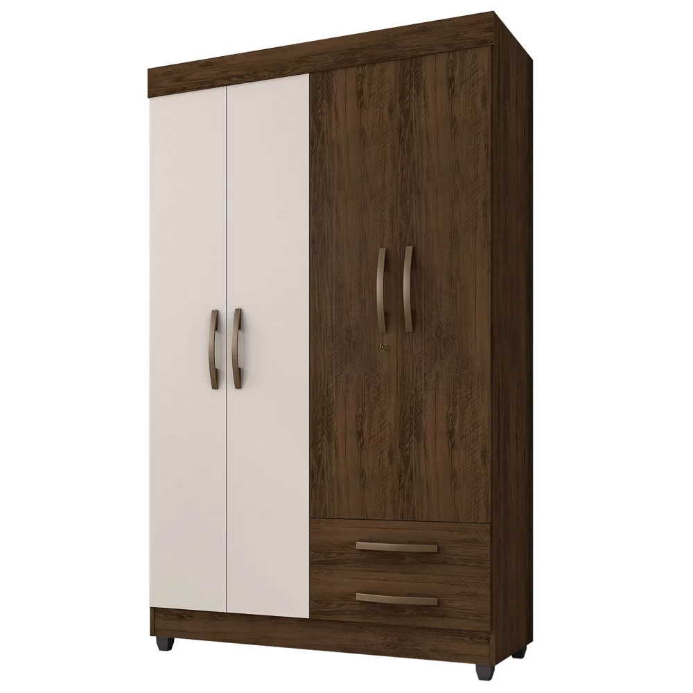 Guarda Roupa Solteiro 4 Portas 2 Gavetas Lion - Móveis Leão