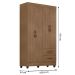 Guarda-Roupa Solteiro Grande 4 Portas 2 Gavetas e 4 Prateleiras Lisa MDP Carvalho Oak