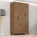 Guarda-Roupa Solteiro Grande 4 Portas 2 Gavetas e 4 Prateleiras Lisa MDP Carvalho Oak