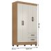 Guarda-Roupa Solteiro Grande 4 Portas 2 Gavetas e 4 Prateleiras Lisa MDP Nature/Off White