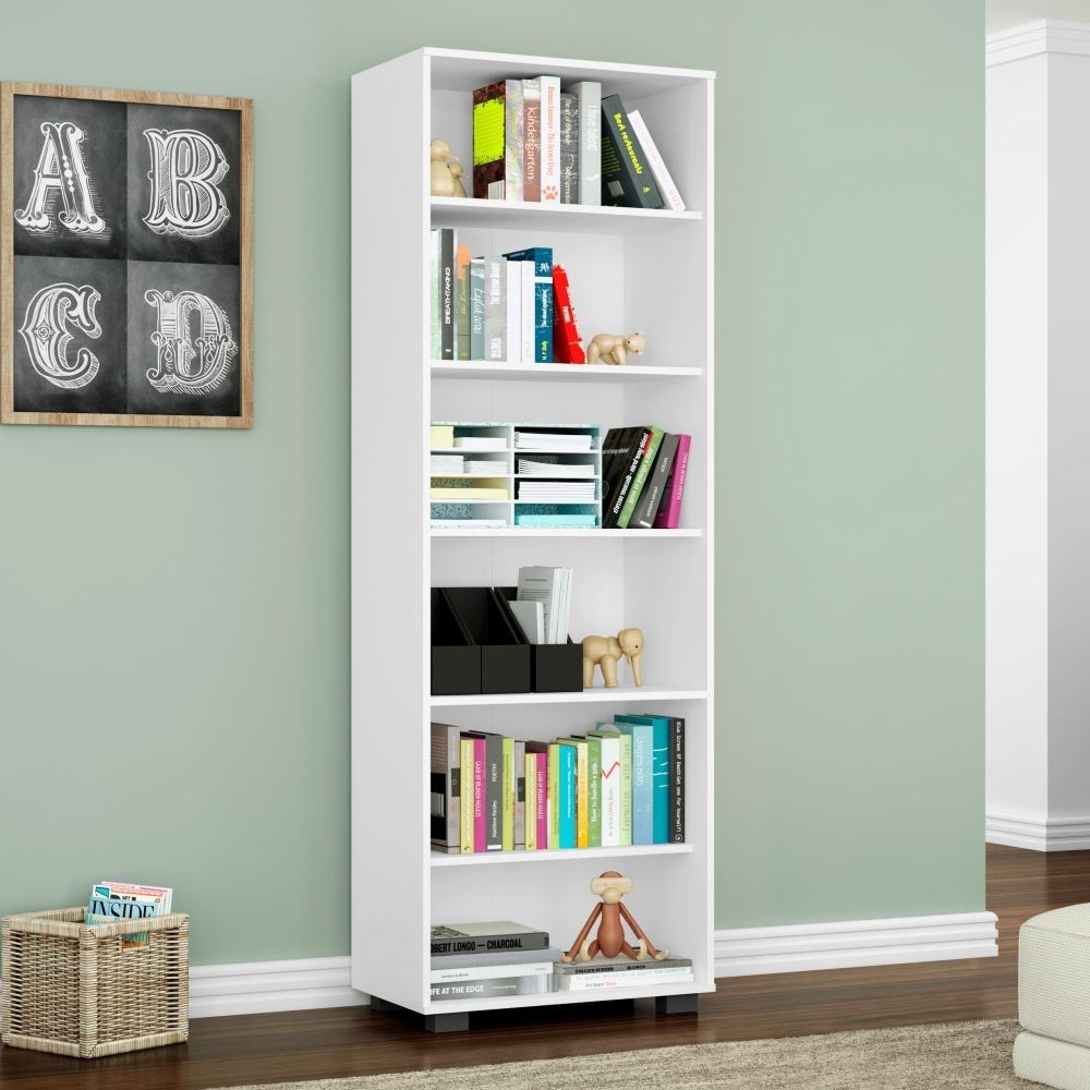 Kit 2 Estantes Livreiro Multifuncional 6 Prateleiras Office Branco - Móveis Leão