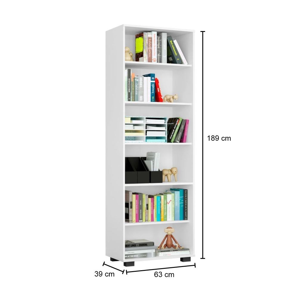 Kit 3 Estantes Livreiro Multifuncional 6 Prateleiras Office Branco - Móveis Leão