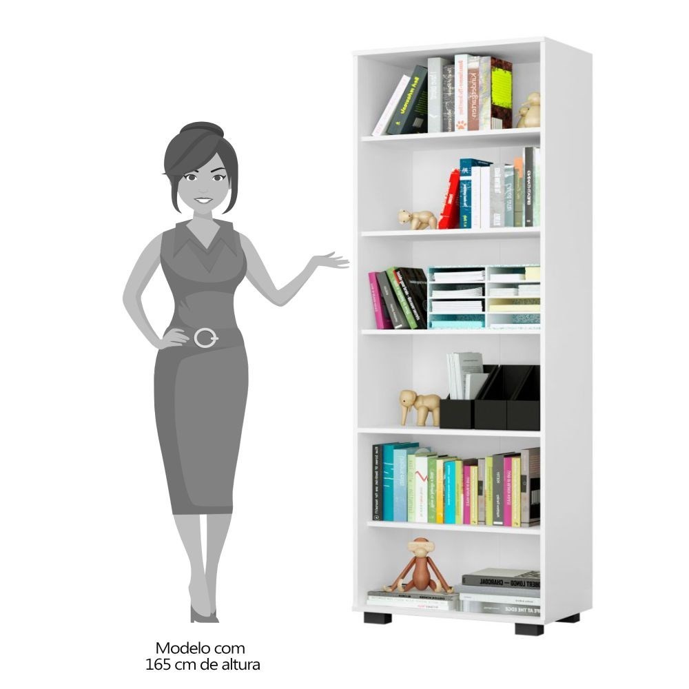 Kit 3 Estantes Livreiro Multifuncional 6 Prateleiras Office Branco - Móveis Leão