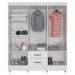 Kit Guarda-Roupa Casal 6 Portas com Cômoda 4 Gavetas Lisa Branco