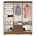 Kit Guarda-Roupa Casal 6 Portas com Cômoda 4 Gavetas Lisa Carvalho Oak