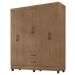 Kit Guarda-Roupa Casal 6 Portas com Cômoda Sapateira 4 Gavetas Lisa Carvalho Oak