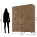Kit Guarda-Roupa Casal 6 Portas com Cômoda Sapateira 4 Gavetas Lisa Carvalho Oak
