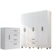 Kit Guarda-Roupa Casal 6 Portas e Cômoda Sapateira 1 Porta Lisa Branco