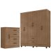 Kit Guarda-Roupa Casal 6 Portas e Cômoda Sapateira 1 Porta Lisa Carvalho Oak