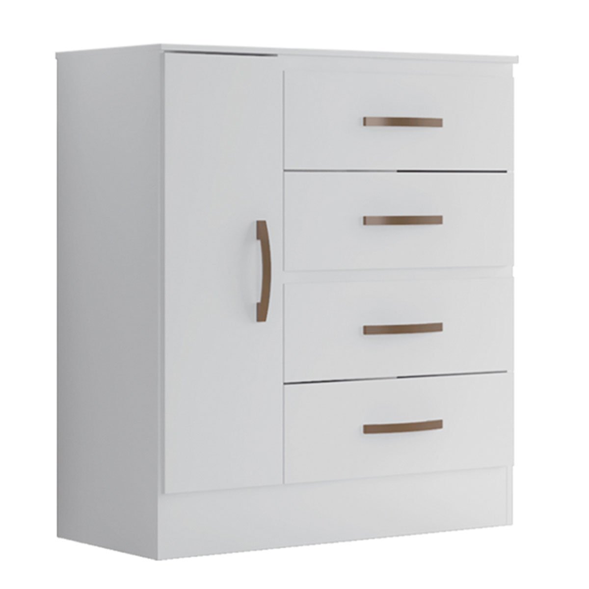 Kit Guarda-Roupa Solteiro 4 Portas com Cômoda Sapateira Lisa Branco