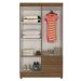 Kit Guarda-Roupa Solteiro 4 Portas com Cômoda Sapateira Lisa Carvalho Oak