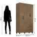 Kit Guarda-Roupa Solteiro 4 Portas com Cômoda Sapateira Lisa Carvalho Oak