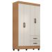 Kit Guarda-Roupa Solteiro 4 Portas com Cômoda Sapateira Lisa Nature/Off White
