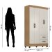 Kit Guarda-Roupa Solteiro 4 Portas com Cômoda Sapateira Lisa Nature/Off White