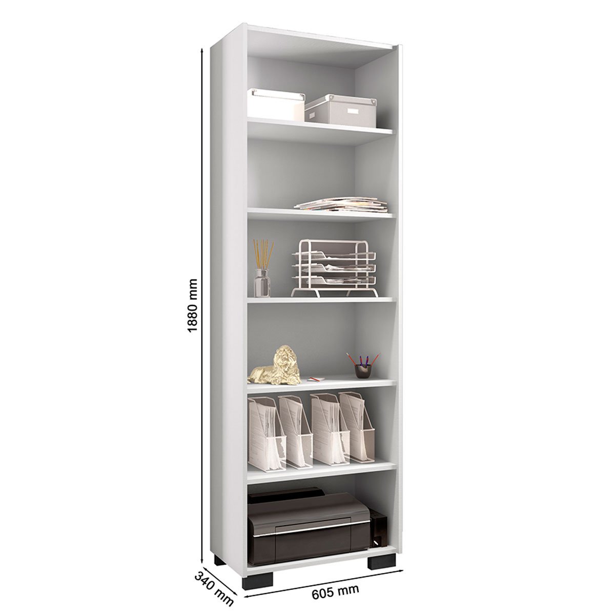 Kit Livreiro 2 Portas Pequenas Livreiro 5 Prateleiras Office Branco