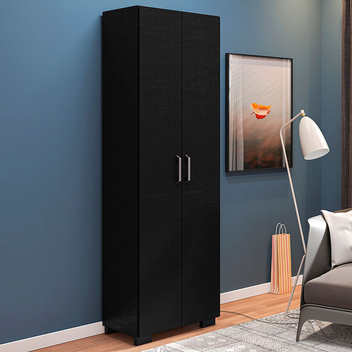 Livreiro 5 Prateleiras c/ Portas Grandes Office Preto