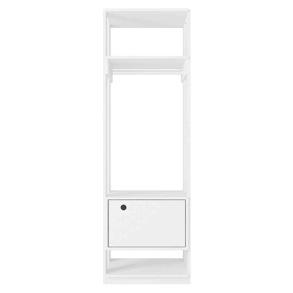 Módulo Guarda Roupa Closet 58cm Com 1 Porta Titan Branco Velluto - Móveis Leão