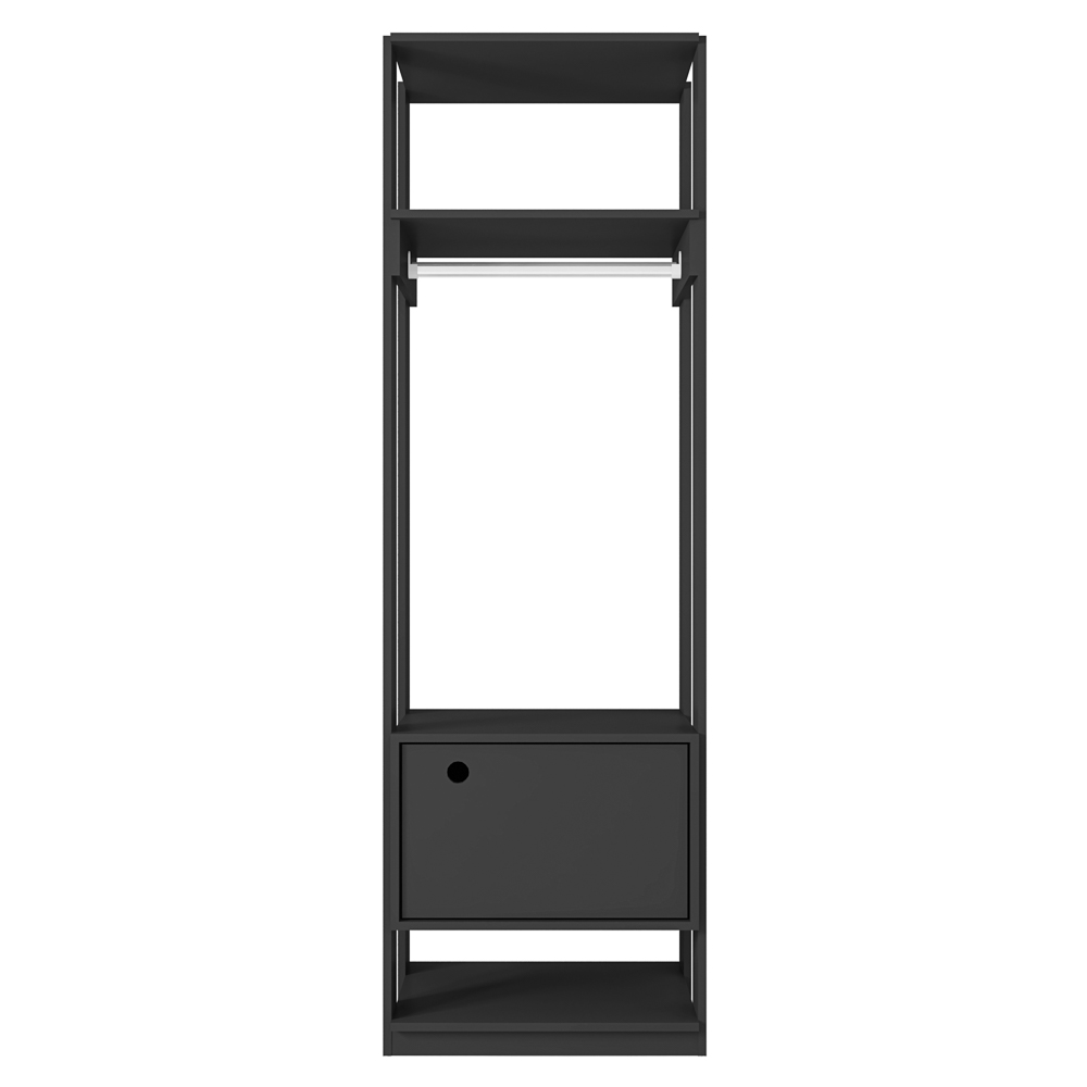 Módulo Guarda Roupa Closet 58cm Com 1 Porta Titan Preto Velluto - Móveis Leão