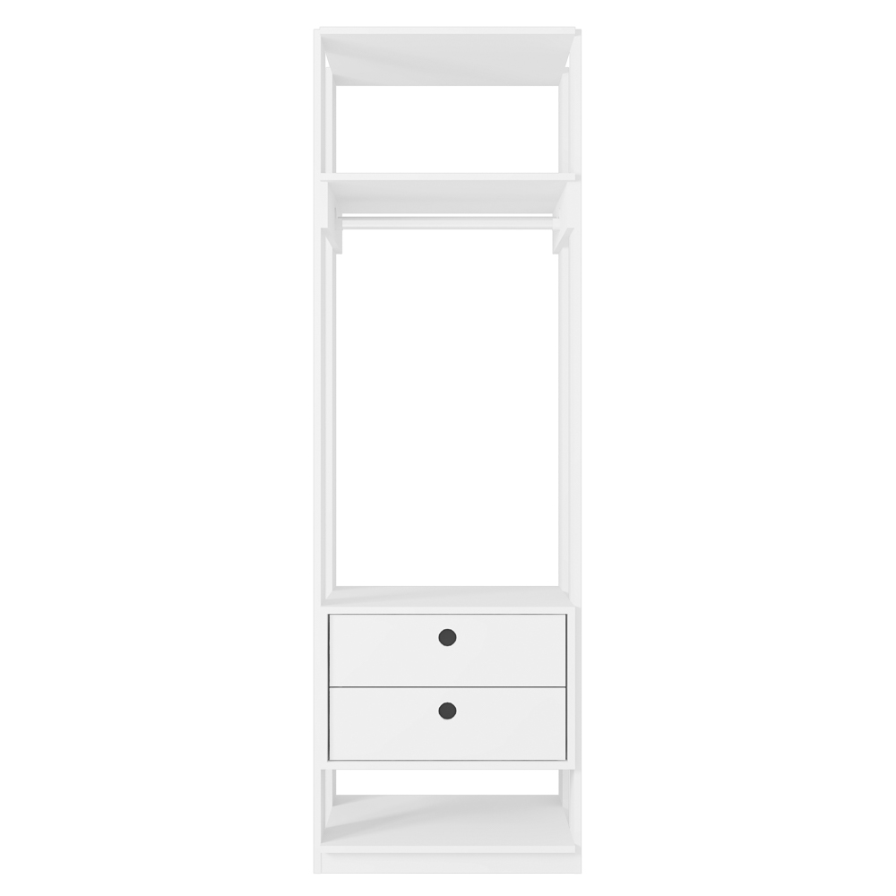 Módulo Guarda Roupa Closet 58cm Com 2 Gavetas Titan Branco Velluto - Móveis Leão