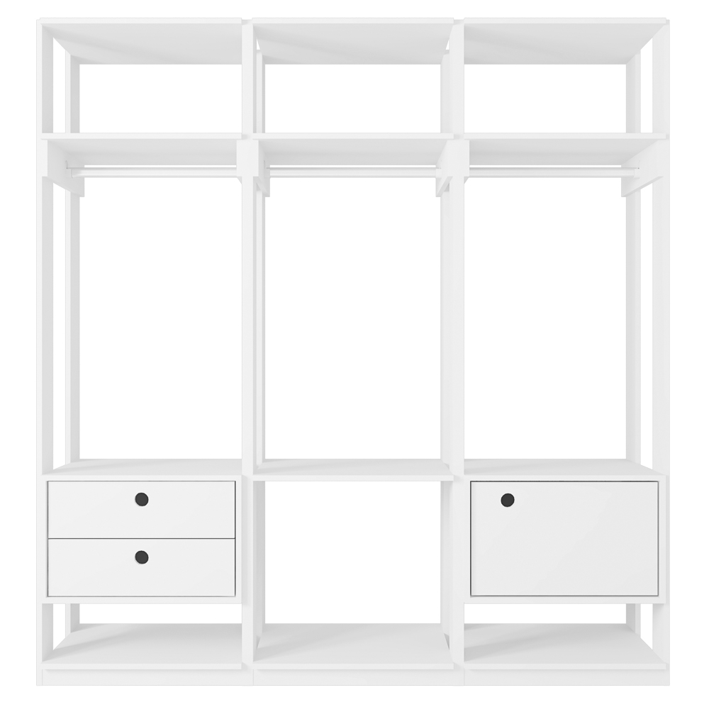 Módulo Guarda Roupa Closet Casal 1 Porta 2 Gavetas Titan Branco Velluto - Móveis Leão