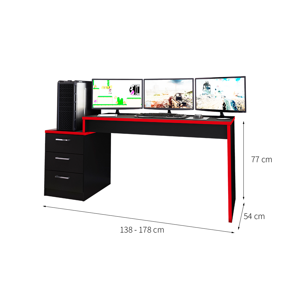 Mesa Gamer DRX Turbo 3 GV Preta e Vermelha