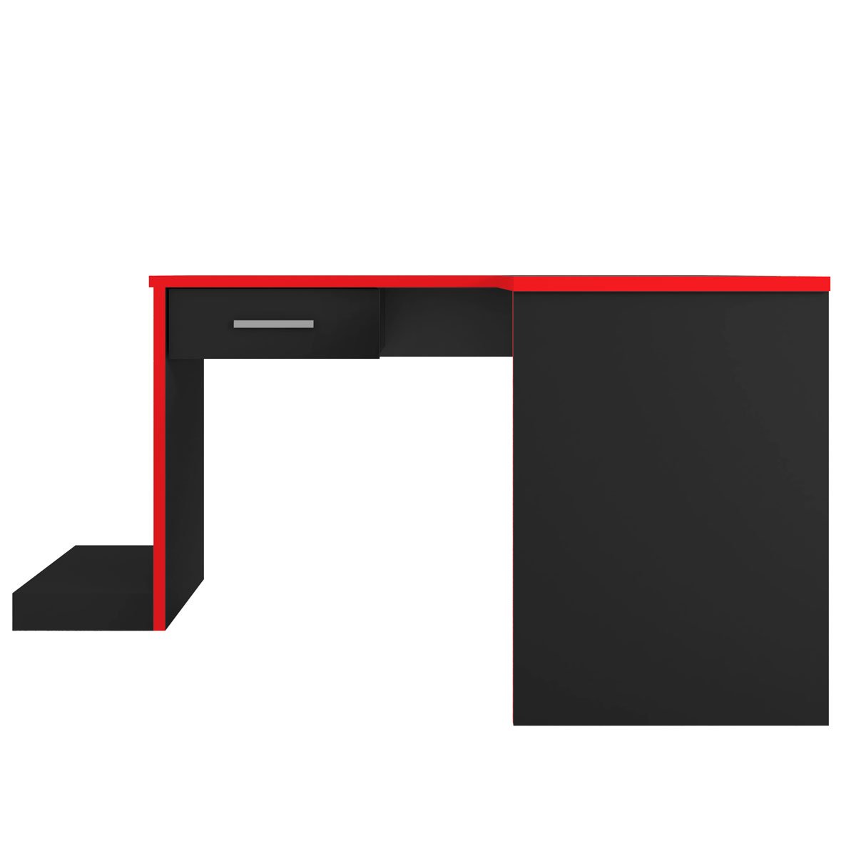 Mesa Gamer com Extensor em L e 1 gaveta DRX-9000 Preto/Vermelho