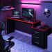 Mesa Gamer com Regulagem de Altura e Gaveteiro DRX-5000 Preto/Vermelho