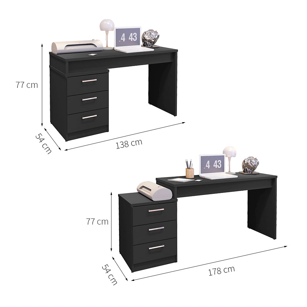 Mesa de Escritório Petropólis 3 GV Preta