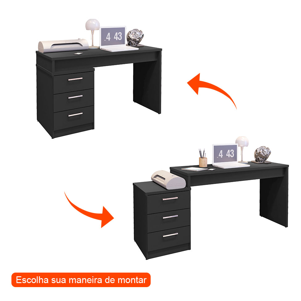 Mesa de Escritório Petropólis 3 GV Preta