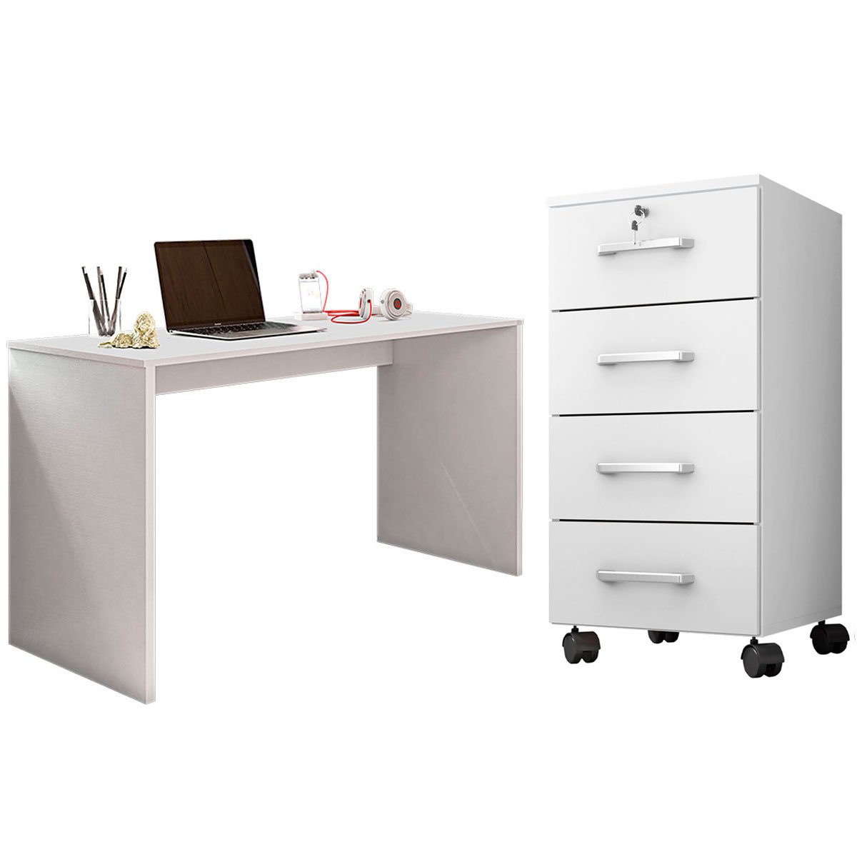 Mesa para Computador Gávea c/ Gaveteiro Gávea Branco