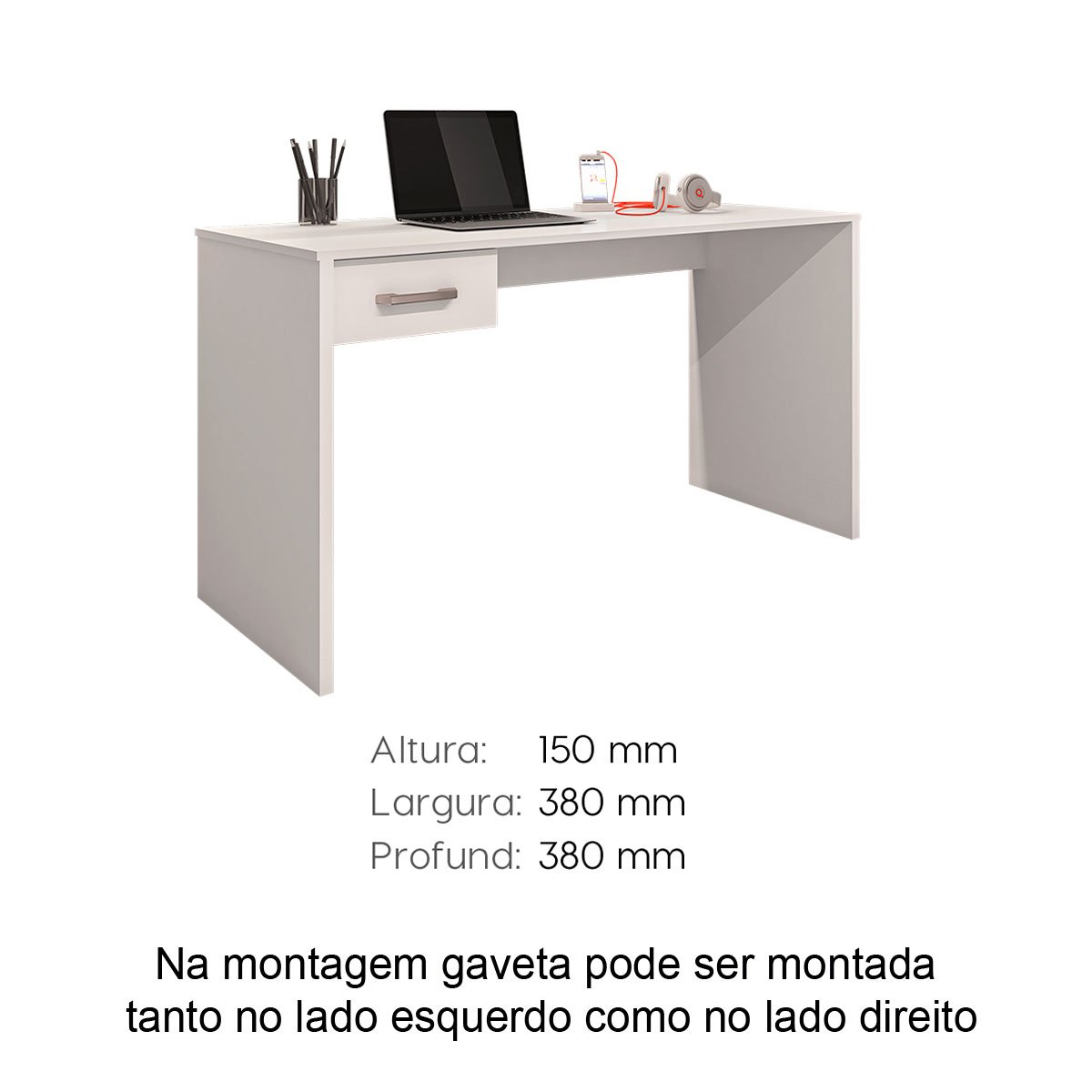 Mesa para Computador com 1 Gaveta Gávea Branco