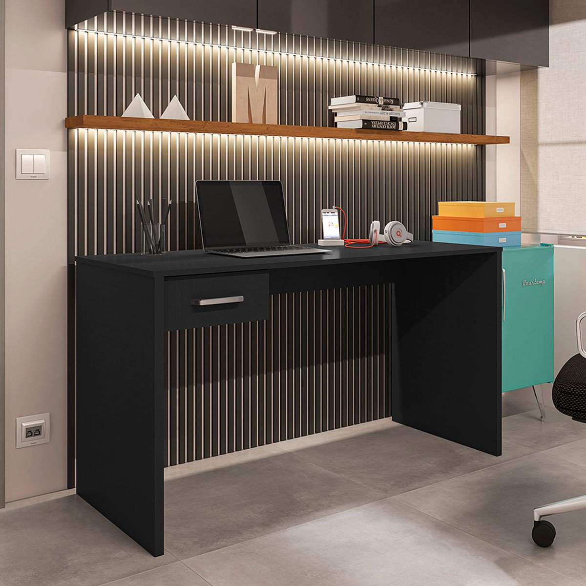 Mesa para Computador com 1 Gaveta Gávea Preto