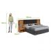 Cabeceira Casal 160cm 2 Mesas de Cabeceira com LED Calitan - Lopas Amendoa Clean/Preto Fosco