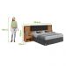 Cabeceira Casal 160cm 2 Mesas de Cabeceira com LED Calitan - Lopas Amendoa Clean/Preto Fosco