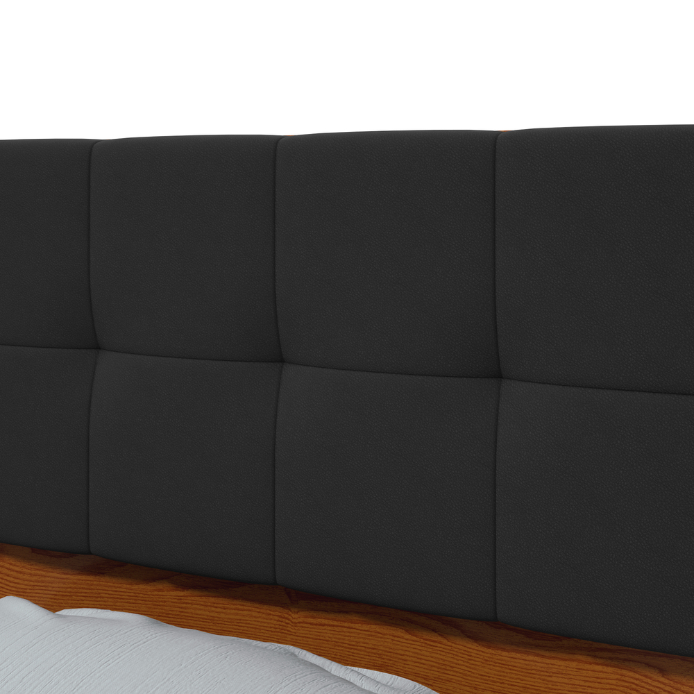 Cabeceira Casal 160cm 2 Mesas de Cabeceira com LED Calitan - Lopas Frassino/Preto Fosco