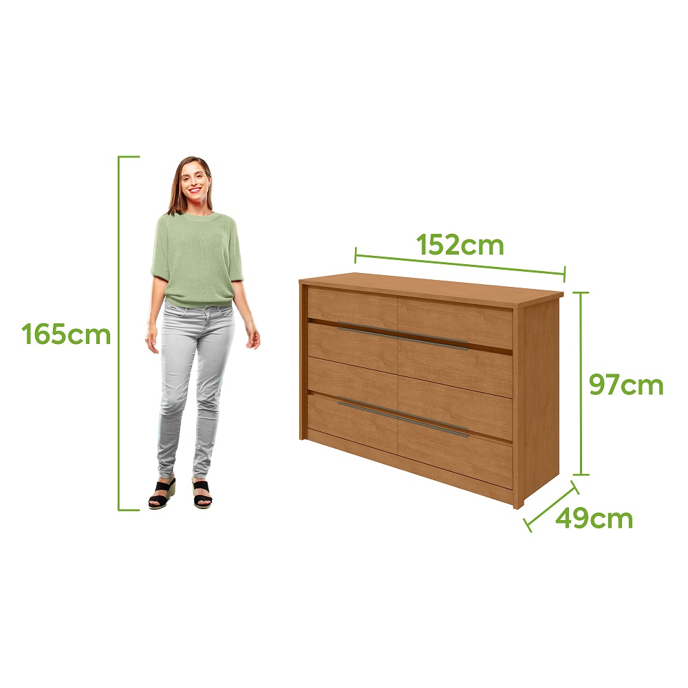 Comoda Urban 8 Gavetas - Lopas Amendoa Clean